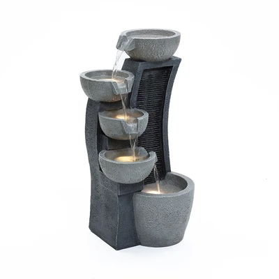 Gambar Forhom Hiasan Air Mancur Polyresin Stepping Bowl 66.5 cm - Abu-Abu