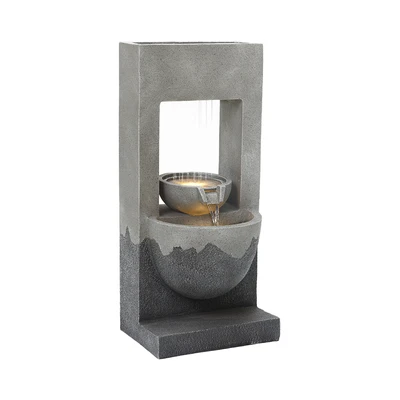 Gambar Forhom Hiasan Air Mancur Polyresin Square Rainfall 73.5 cm - Abu-Abu
