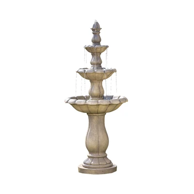 Gambar Forhom Hiasan Air Mancur Polyresin 3 Tingkat 154 cm - Abu-Abu