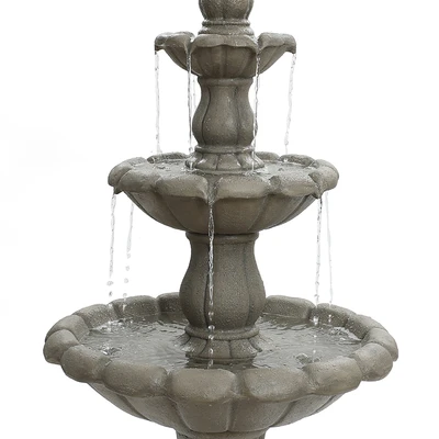 Gambar Forhom Hiasan Air Mancur Polyresin 3 Tingkat 154 cm - Abu-Abu