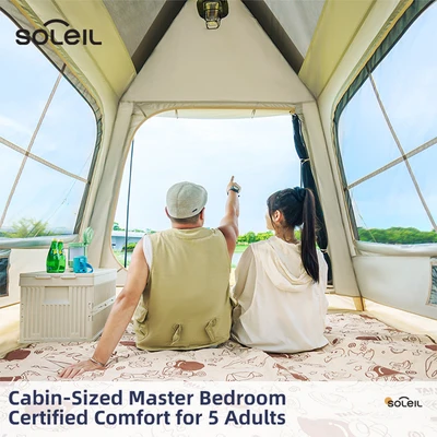 Gambar Soleil 4P Tenda Otomatis Dengan Kanopi - Krem Beige