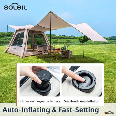 Gambar Soleil 4P Tenda Otomatis Dengan Kanopi - Krem Beige