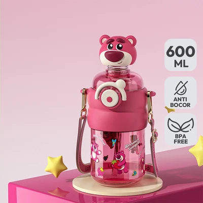 Jual Ataru Botol Minum Tritan Dengan Sedotan Strap Lotso 600 Ml Pink ...