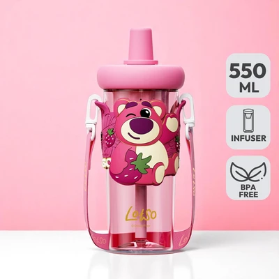 Jual Ataru Botol Minum Tritan Dengan Sedotan Strap Lotso 550 Ml Pink ...