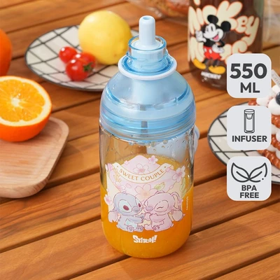 Gambar Ataru Botol Minum Tritan Dengan Pemeras Jeruk Stitch Round 550 ml - Biru