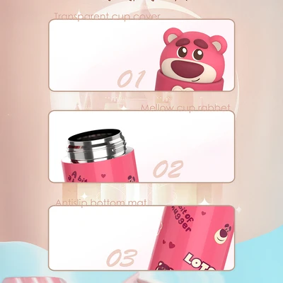 Gambar Ataru Botol Vacuum Flask Stainless Steel Head Lotso 350 ml - Pink