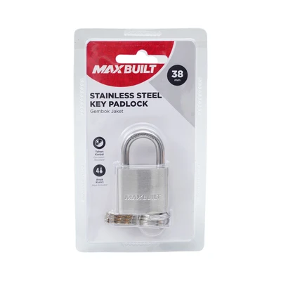 Gambar Maxbuilt Gembok Stainless Steel Brass Cylinder Short Shackle 3.8 cm - Silver