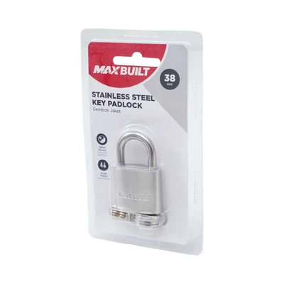 Gambar Maxbuilt Gembok Stainless Steel Brass Cylinder Short Shackle 3.8 cm - Silver