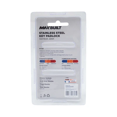 Gambar Maxbuilt Gembok Stainless Steel Brass Cylinder Short Shackle 3.8 cm - Silver