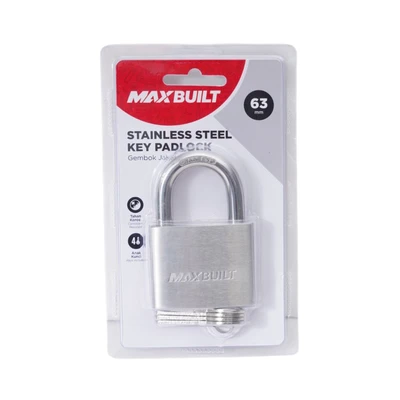 Gambar Maxbuilt Gembok Stainless Steel Brass Cylinder Short Shackle 6.3 cm - Silver