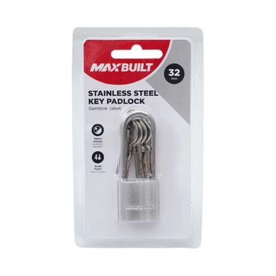 Gambar Maxbuilt Gembok Stainless Steel Brass Cylinder Long Shackle 3.2 cm - Silver