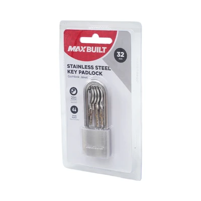 Gambar Maxbuilt Gembok Stainless Steel Brass Cylinder Long Shackle 3.2 cm - Silver