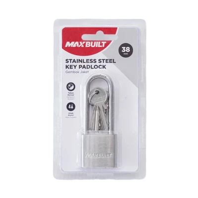Gambar Maxbuilt Gembok Stainless Steel Brass Cylinder Long Shackle 3.8 cm - Silver