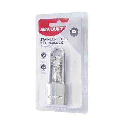 Gambar Maxbuilt Gembok Stainless Steel Brass Cylinder Long Shackle 3.8 cm - Silver