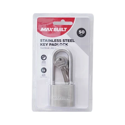 Gambar Maxbuilt Gembok Stainless Steel Brass Cylinder Long Shackle 5 cm - Silver