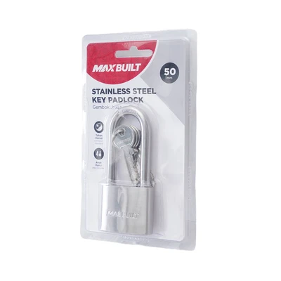 Gambar Maxbuilt Gembok Stainless Steel Brass Cylinder Long Shackle 5 cm - Silver