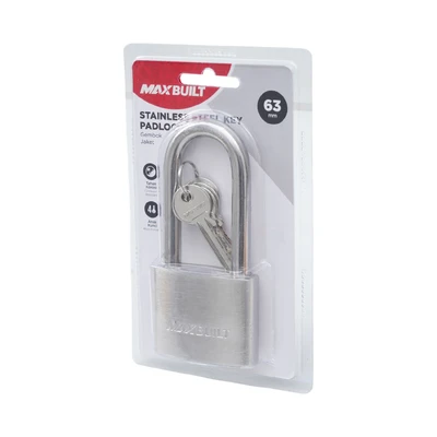 Gambar Maxbuilt Gembok Stainless Steel Brass Cylinder Long Shackle 6.3 cm - Silver