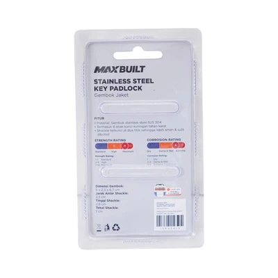 Gambar Maxbuilt Gembok Stainless Steel Short Shackle 5 cm - Silver
