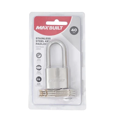 Gambar Maxbuilt Gembok Stainless Steel Long Shackle 4 cm - Silver