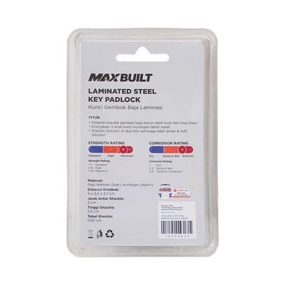 Gambar Maxbuilt Gembok Stainless Steel Long Shackle 5 cm - Silver
