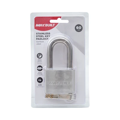 Gambar Maxbuilt Gembok Stainless Steel Long Shackle 6 cm - Silver