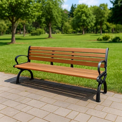 Gambar Soleil Austin Bangku Taman Cast Iron - Cokelat/Hitam