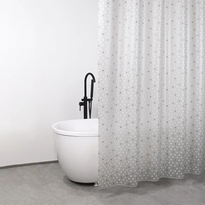 Gambar Forhom Tirai Kamar Mandi Star Basic PEVA 180x180 cm - Putih/Abu-Abu