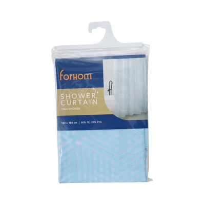 Gambar Forhom Tirai Kamar Mandi Cube PEVA 180x180 cm - Biru