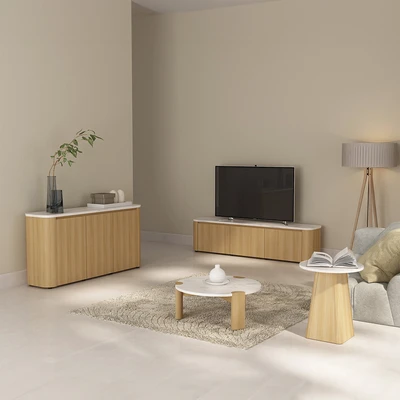 Gambar Informa Carlson Rak TV High - Putih Oak