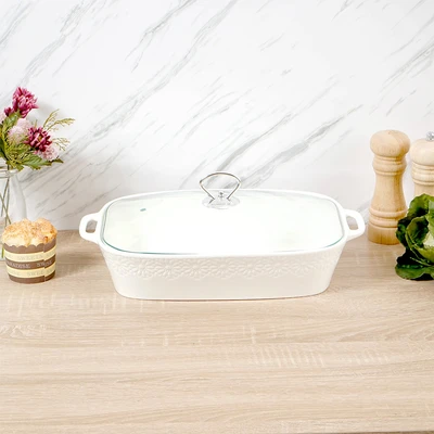 Gambar Appetite Wadah Saji Casserole Porcelain Rectangle 2.6 Liter - Putih