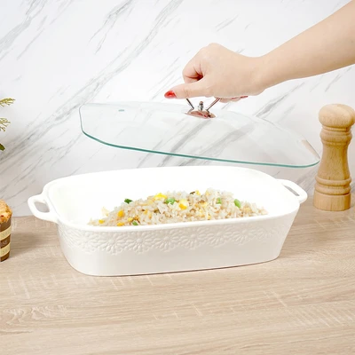 Gambar Appetite Wadah Saji Casserole Porcelain Rectangle 2.6 Liter - Putih