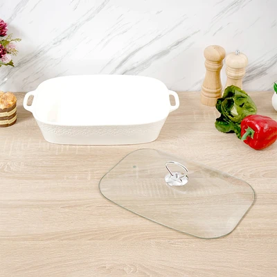 Gambar Appetite Wadah Saji Casserole Porcelain Rectangle 2.6 Liter - Putih