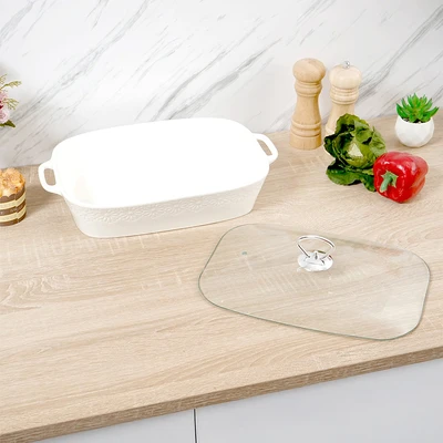 Gambar Appetite Wadah Saji Casserole Porcelain Rectangle 2.6 Liter - Putih