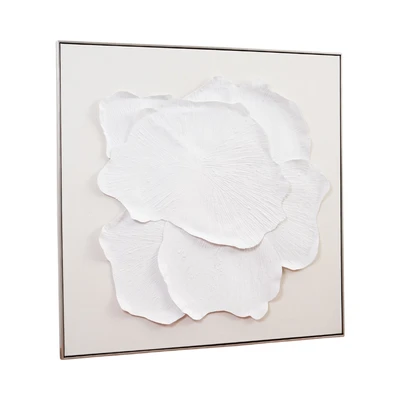 Gambar Informa Lukisan Kanvas Handmade Oil Paint Flower 102.5x102.5 cm - Putih Natural