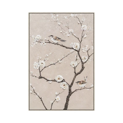 Gambar Informa Lukisan Kanvas Handmade Oil Paint Branch 82.5x122.5 cm - Putih/Cokelat Natural