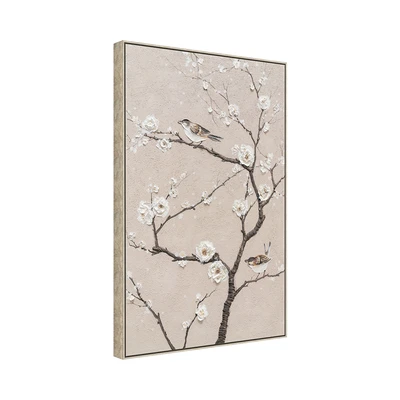 Gambar Informa Lukisan Kanvas Handmade Oil Paint Branch 82.5x122.5 cm - Putih/Cokelat Natural