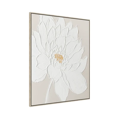 Gambar Informa Lukisan Kanvas Handmade Oil Paint Flower 102.5x102.5 - Putih Natural
