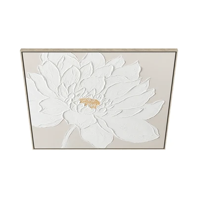 Gambar Informa Lukisan Kanvas Handmade Oil Paint Flower 102.5x102.5 - Putih Natural