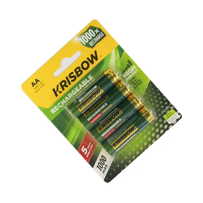 Gambar Krisbow Baterai AA Rechargeable 1000 mAh Set 4 pcs - Hijau
