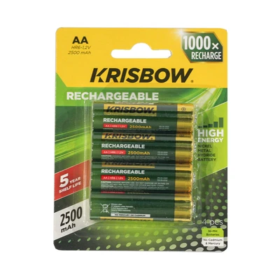 Gambar Krisbow Baterai AA Rechargeable 2500 mAh Set 4 pcs - Hijau