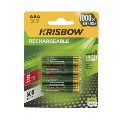 Gambar Krisbow Baterai AAA Rechargeable 600 mAh Set 4 pcs - Hijau