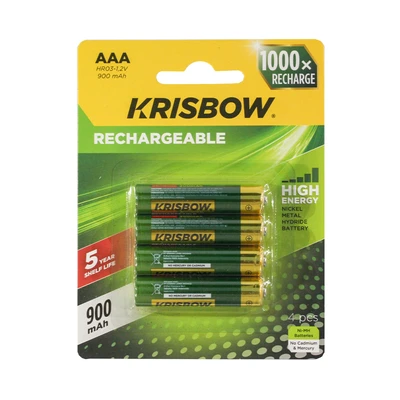 Gambar Krisbow Baterai AAA Rechargeable 900 mAh Set 4 pcs - Hijau