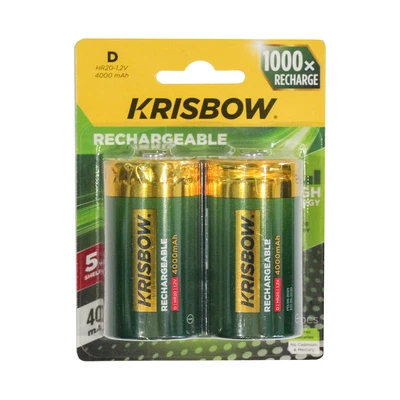 Gambar Krisbow Baterai D Rechargeable 4000 mAh Set 2 pcs - Hijau