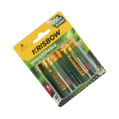 Gambar Krisbow Baterai D Rechargeable 4000 mAh Set 2 pcs - Hijau