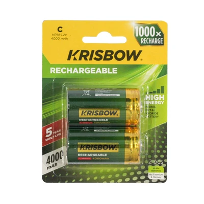 Gambar Krisbow Baterai C Rechargeable 4000 mAh Set 2 pcs - Hijau