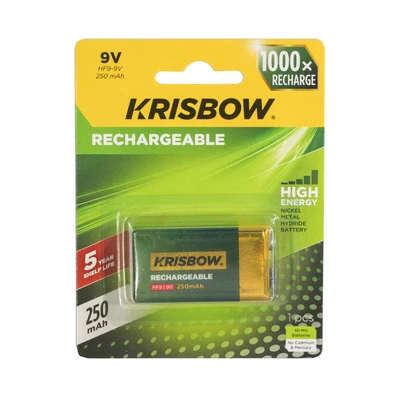 Gambar Krisbow Baterai 9V Rechargeable 250 mAh - Hijau
