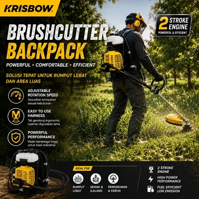 Gambar Krisbow Mesin Pemotong Rumput Backpack Nrbc25-2S1 - Kuning