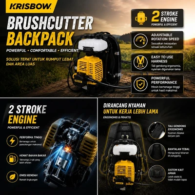 Gambar Krisbow Mesin Pemotong Rumput Backpack Nrbc25-2S1 - Kuning