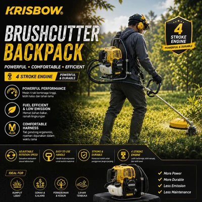 Gambar Krisbow Mesin Pemotong Rumput Backpack Nrbc358-4S1 - Kuning