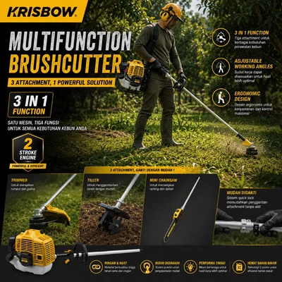 Gambar Krisbow Pemotong Rumput Multifungsi Nrbcm42-2S1 - Kuning